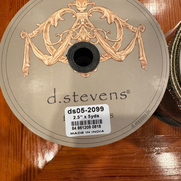 D. Stevens Emerald green velvet jeweled ribbon with gold...